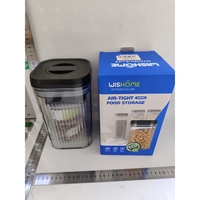 Cutii de Depozitare Alimente, Flippy, Set din 2 Cutii de Tip Container de 0.8 si 1.3 l, Recipiente pentru Cereale in Bucatarie, Transparente cu Capac Negru