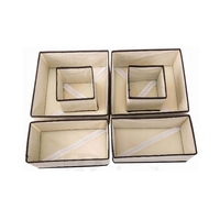 Organizator pentru Sertar, Flippy, 3 Marimi, pentru Lenjerie, Tricouri, Sosete, 6 Piese, Pliabil, Stivuibil, din Tesatura, Alb/Maro