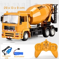 Camion Betoniera Jucarie pentru Copii, Flippy, Jucarie Camion Betoniera cu Telecomanda, Jucarie de Constructie, Acumulator cu Incarcare USB, 29 x 13 x 9 cm, Galben
