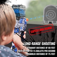 Mitraliera de jucarie electrica Flippy cu bile de hidrogen de gel, gun bluster, tragere in rafala, varsta peste 6 ani, ochelari de protectie, 5000 de bile incluse, cablu de incarcare, 40.1 x 31.6 cm, Mp9, albastru