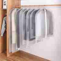 Set 5 Husa de Depozitare cu Fermoar, Flippy, pentru Haine, de Protectie, pentru Voiaj, Netesut, Rezistent la Praf, 60x140 cm, Transparent-Alb