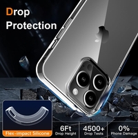 Husa de Protectie din Silicon, pentru Apple iPhone 15 Pro Max, PC, Antisoc, Rezistenta la Impact, Transparenta