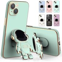 Husa de Protectie TPU 2in1, Flippy, pentru Apple iPhone 14 Plus, Astronaut cu Suport, Antisoc, Rezistenta la Impact, Protectie Camera, Verde