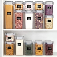 Cutii de depozitare alimente, Flippy, Set din 15 Cutii pentru Condimente, Cereale, Cutii pentru Bucatarie, din Plastic PP, Cutii Alimentare, Diferite Dimensiuni, Transparente