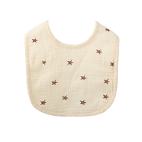 Baveta in Forma de U, Flippy, din Bumbac, pentru Copii 0-12 Luni, Rezistenta la Apa, cu Capse, Model cu Stelute,  21x30 cm, Crem