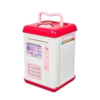 Set Pusculita pentru Copii, Flippy, Tip ATM, Parola cu Amprenta, 13.5 x 11.5 x 20 cm, Roz