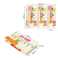 Covoras pentru Copii, Flippy, cu 2 Fete, Model Maimute/Indieni, din XPE+PE, Impermeabil, Antiderapant, Protectie Termica, +3 Luni, Pliabil, 150 x 200 x 1 cm, Multicolor