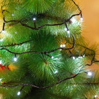 Instalatie de Craciun Flippy® Tip Liniara, Fir Negru, 9 m, 100 LED-uri Hexagonale, Interconectabila, Alb Rece