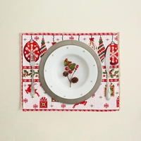 Servet pentru Masa, Flippy, Model Globulete si Cadouri, Tematica Craciun, 43 x 34 cm, Rosu