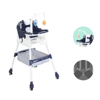 Scaun de Masa pentru Copii, Flippy, Multifunctional, Pliabil, cu Roti, Cos de Depozitare, din Plastic, Centura de Siguranta, Suport de Agatat Jucarii, 110 x 60 x 70 cm, Albastru