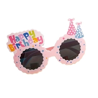 Ochelari Decorativi, Flippy, pentru Petrecere, din ABS, Unisex, Model Happy Birthday, 13.5 x 8.5 cm, Roz