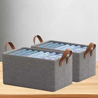 Cutie de Depozitare Tip Cos, Flippy, Material Textil, Pliabila, 47x28x20 cm, 35 l, Cadru Metalic, cu Manere, Maro