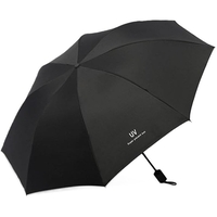 Umbrela, Flippy, Protectie UV Soare, Protectie Ploaie, Pliabila, din Vinil si Otel, 96 x 67 cm, Negru