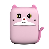 Mini Imprimanta Foto Portabila, Flippy, Incarcare USB, Bluetooth, Model Pisicuta, Print Alb-Negru, Roz