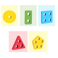 Jucarie Educativa Flippy, Tip Montessori, din Lemn, + 36 Luni, Forme Geometrice, 20 Piese, 6 x 26.5 cm, Multicolor