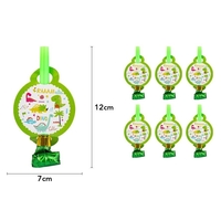 Set 6 Suflatori, Flippy, Colectia Dino Park, 12 x 7 cm, din Carton/Plastic/Hartie, Multicolor