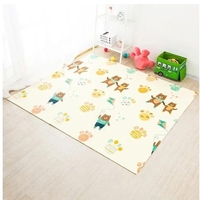 Covoras pentru Copii, Flippy, cu 2 Fete, Model Zmeu/Ursi, din XPE+PE, Impermeabil, Antiderapant, Protectie Termica, +3 Luni, Pliabil, 180 x 200 x 1.5 cm, Multicolor
