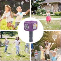 Jucarie Interactiva pentru Baloane de Sapun, Flippy, Sunete si Lumini, Model Ciocan, cu 8 Orificii, 13.5 x 10 x 12 cm, Mov