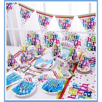 Set 6 Farfurii Unica Folosinta, Flippy, Imprimeu Happy Birthday, din Carton, Diametru 18 cm, Multicolor