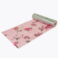 Rola Autoadeziva pentru Perete, Flippy, din Panza, 10 m, Rezistenta la Umezeala, 2.5 mm Grosime, Model Trandafiri, Roz