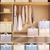 Cutie container de depozitare din PVC, Flippy, de stocare, Dimensiuni multiple, Accesoriu robust pentru organizarea de uz casnic, volum 26L, 47 x 28 x 20 cm, Transparenta