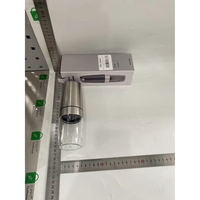 Rasnita Electrica Sare si Piper, Flippy, cu Camera Depozitare Transparenta, Macinare, Functionare pe Baterii, cu Lumina, ABS, 20x6.5 cm, Argintiu/Transparent