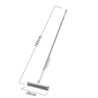 Perie de Curatare pentru Podele si Rosturi, Flippy, Lungime Maner 105 cm, Capat Pivotant 180 Grade, Peri din PP, Otel si Plastic, Cleste pentru Scame si Par Inclus, Alb