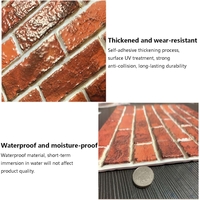 10 x Placi Tapet Autocolant 3D cu Imitatie de Caramida, pentru Perete Bucatarie Sufragerie, Usor de Curatat, Rezistent la Apa, Autoadeziv, 30x30 cm, Rosu