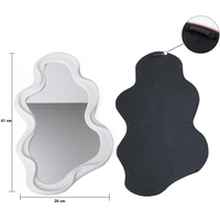 Oglinda de Perete, Flippy, Decorativa, pentru Baie, Dormitor, Sufragerie, Model Minimalist in Forma de Nor, 41x26 cm, Alb