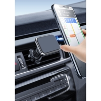 Suport Auto pentru Telefon, Flippy, MagSafe, cu Magnet, Prindere Grila de Ventilatie, Detalii Fine, Rotativ 360 de Grade, Plastic Magnet Silicon, 5.1x3.9 cm, Negru Argintiu