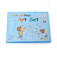 Set 208 Piese, Complet pentru Pictura si Desen, Flippy, Tip Servieta, 3-12 Ani, 32 x 27 x 5 cm, Albastru