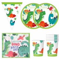 Set 20 de Servetele de Masa Happy Birthday, Flippy, Model Dinozauri, Tematica Aniversare, 33x33 cm, Verde