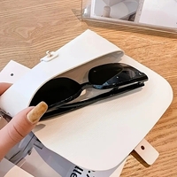 Husa Ochelari, Flippy, din Piele Ecologica, 17 x 8.5 cm, Alb