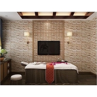 Set 10 Placi Tapet 3D, Flippy, 35 x 38 cm, Grosime 3 mm, din Polietilena, Model Caramida, Suprafata acoperita 1.33 mp, Piatra Galbena