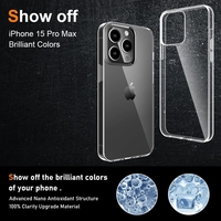 Husa de Protectie din Silicon, pentru Apple iPhone 15 Pro Max, PC, Antisoc, Rezistenta la Impact, Transparenta