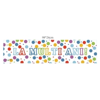Banner Aniversar, Flippy, Colectie LA MULTI ANI, 98 x 24 cm, Multicolor