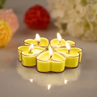 Set 9 Lumanari in Forma de Inima, Flippy, pentru Ziua Indragostitilor, Aroma de Citrice, Ardere 3.5 h, din Parafina, 4 x 2 cm, Galben