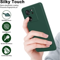 Husa de Protectie, Flippy, pentru Xiaomi Redmi 13T, Liquid Silicone, cu Microfibra pe Interior, Protectie Antisoc, Compatibil Incarcare Wireless, Verde