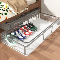 Cutie de Depozitare pentru Pantofi, Flippy, 60*30*21CM , din Plasa PVC Impermeabila si Cadru de Otel, Pliabila, Fermoar Bidirectional, Transparenta