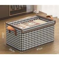 Cutie Depozitare, Flippy, Capac Transparent, Model In Carouri, Model Mediu, Maro