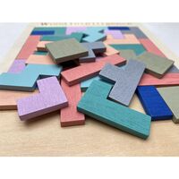 Puzzle Montessori, Flippy, din Lemn, Tip Tetris, +36 Luni, Forme Neregulate, 40 Piese, 26.5 x 17.7 cm, Multicolor Pastelat
