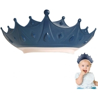 Viziera de Protectie Baie Pentru Copii, Fippy, Model Coroana, Dimensiune ajustabila, Durabil, Usor de curatat, Impotriva Samponului, pentru Ochi si Urechi, TPE+PP, 15x13 cm, Albastru Inchis