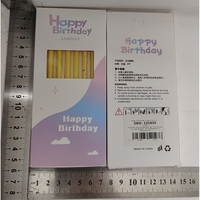 Set 6 Lumanari Lungi, Flippy, din Parafina, 10 x 0.5 cm, Happy Birthday, Galben