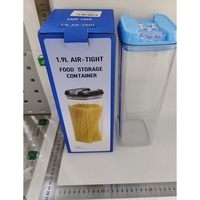 Cutie de Depozitare Alimente, Flippy, 1.9L, Capac Albastru, din PP+PET, Inchidere Ermetica, 10 x 10 x 30.5 cm, Transparent