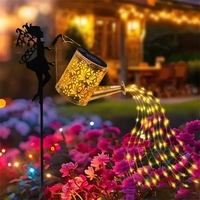 Decor Ornament pentru Gradina, Flippy, Decoratiune pentru Gradina, Model Zana cu Stropitoare, Lumini LED Alb Cald, Inaltime 63 cm, Negru