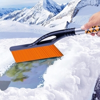Perie de Zapada cu Racleta pentru Masina, Flippy, Multifunctionala, Demontabila, cu Maner Antiderapant, Aluminiu, Plastic, Fragmentarea Ghetii de pe Parbriz, Solutia pentru Iarna, pentru Dezghetare, 68x24x11.1 cm, Portocaliu