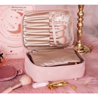 Geanta de Calatorie, Flippy, pentru Cosmetice si Articole de Toaleta, Material Impermeabil, 2 in 1, Portfard Interior Detasabil, 23 x 16 x 8 cm, Roz