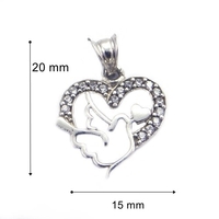 Pandantiv, Jolie Silver, Argint 925, Model Inima cu Porumbel, 20 x 15 mm, 1.5 g