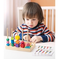 Jucarie Montessori de Sortat, Flippy, din Lemn, Forme Geometrice,+3 Ani, 25 de Piese, 21.5 x 16 x 3 cm, Multicolor