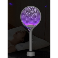 Paleta Electrica pentru Tantari, Muste si Tantari 2in1, Flippy, Reincarcabila, Incarcare USB, 2600V, Plastic, Casa si Gradina, Anti-insecte, Stand, 23x51 cm, Gri